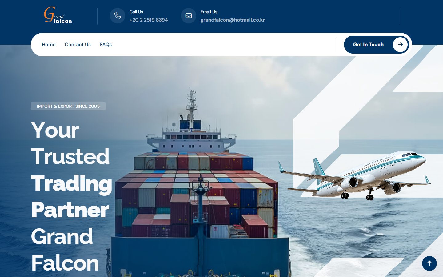 Grand Falcon — Import & export trading company website design