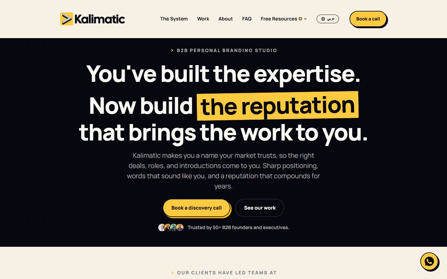 Kalimatic — Personal branding agency website design
