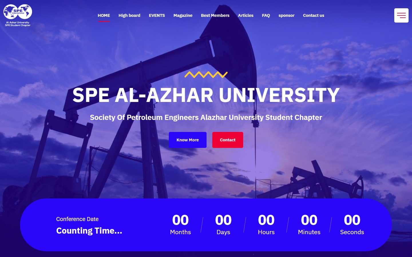 SPE Al-Azhar — Student chapter & events website design